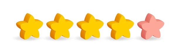 Fünf Sterne Glänzend Gelb Und Rosa Realistische Gestaltung Des Objekts — Stockvektor