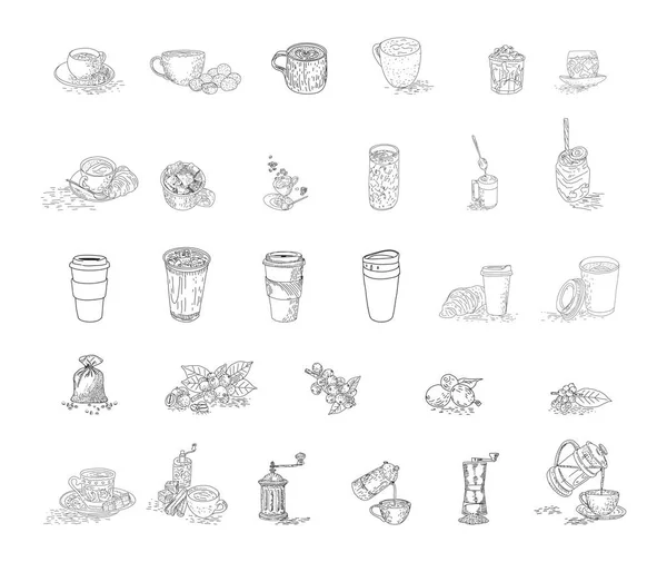 Ilustración Vectores Café Dibujado Mano — Archivo Imágenes Vectoriales