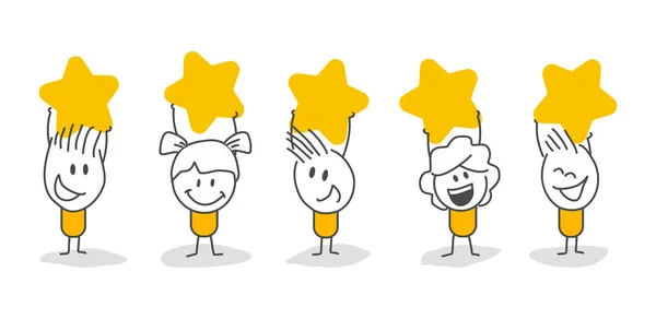 Stick Figures Give Review Rating Feedback — Stockvektor