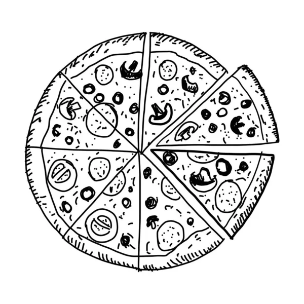 Pizza Vector Illustration Sketch Style — Archivo Imágenes Vectoriales