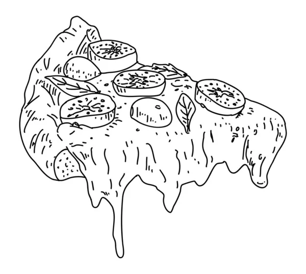 Pizza Slice Vector Illustration Sketch Style — Stock vektor