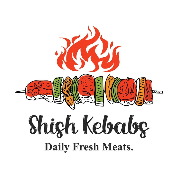Shish Kebab Logo Design — стоковый вектор