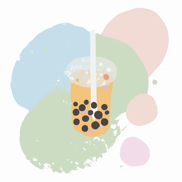 Bubble Milch Tea Pearl Milch Tea Verschiedene Arten Von Boba — Stockvektor