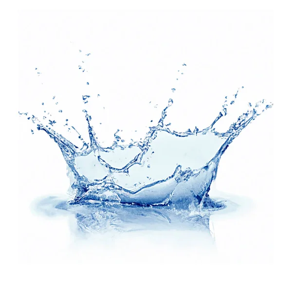 白い背景に青い水のスプラッシュ — ストック写真