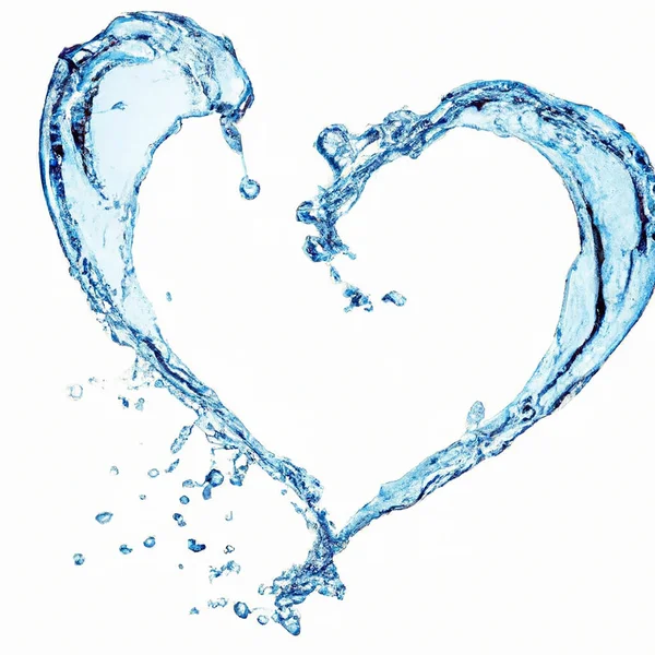 Salpicaduras Agua Forma Corazón Aisladas Sobre Fondo Blanco —  Fotos de Stock