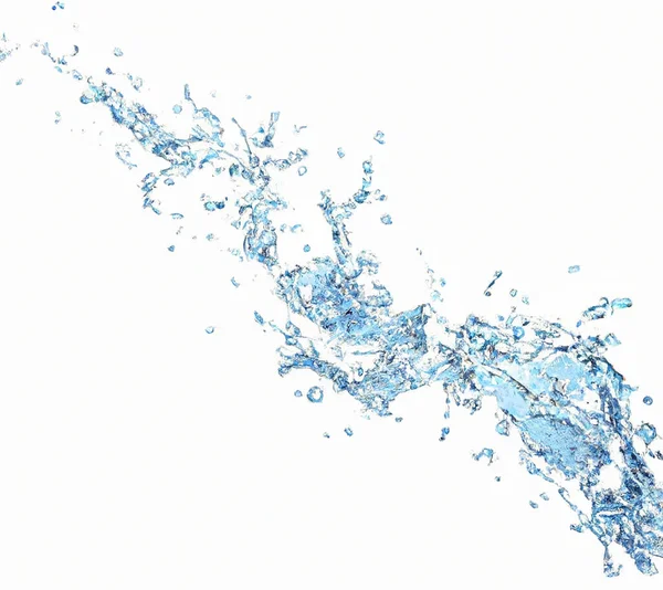 Acqua Blu Spruzzata Sfondo Bianco — Foto Stock