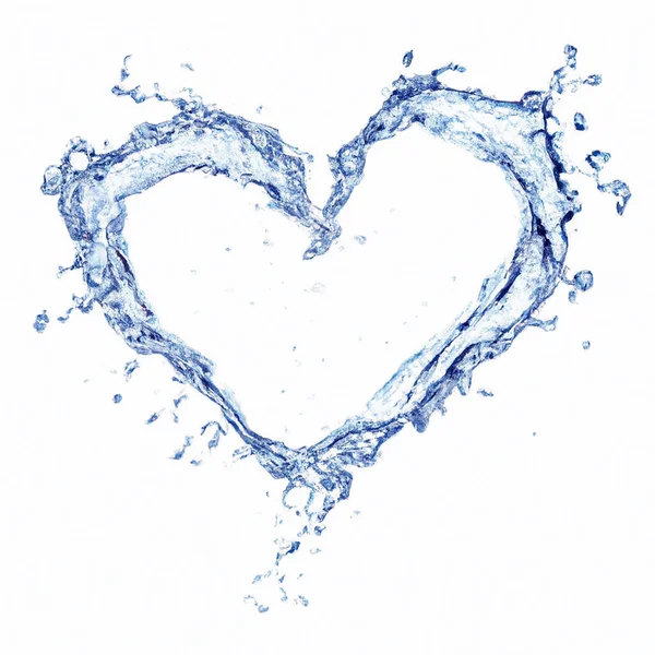 Salpicos Água Forma Coração Isolado Fundo Branco — Fotografia de Stock