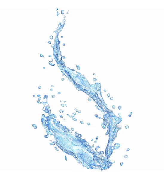 Salpicos Água Azul Fundo Branco — Fotografia de Stock