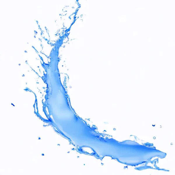 Blaues Wasser Plätschert Auf Weißem Hintergrund — Stockfoto
