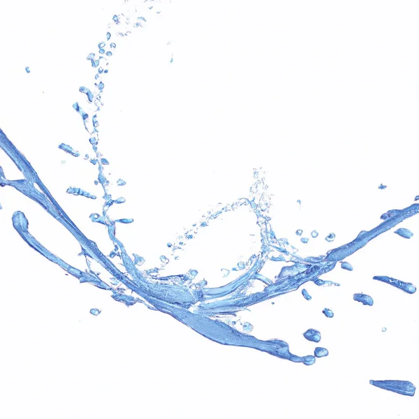 Niebieski Plusk Wody Białym Tle — Zdjęcie stockowe