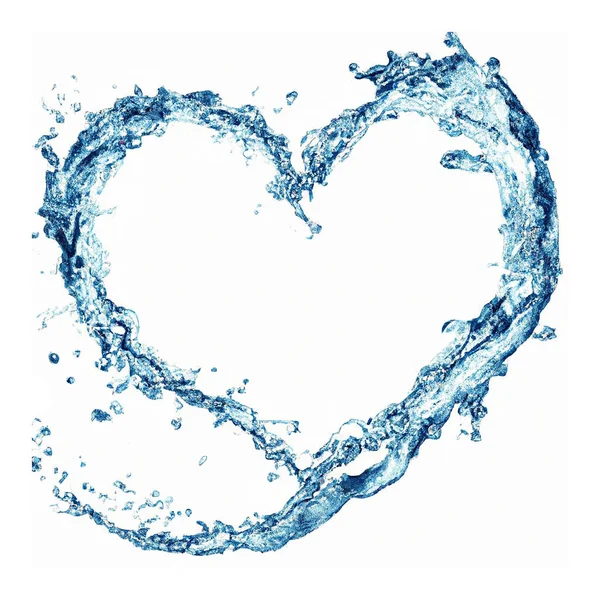 Water Splashes Heart Shape Isolated White Background — Stock Photo, Image
