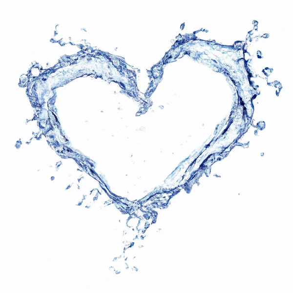 Water Splashes Heart Shape Isolated White Background — Stock Photo, Image