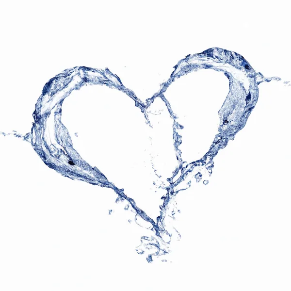 Water Splashes Heart Shape Isolated White Background — Stock Photo, Image