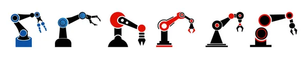 Robotic Hand Manipulator Silhouette Symbol Icon — Stock Vector