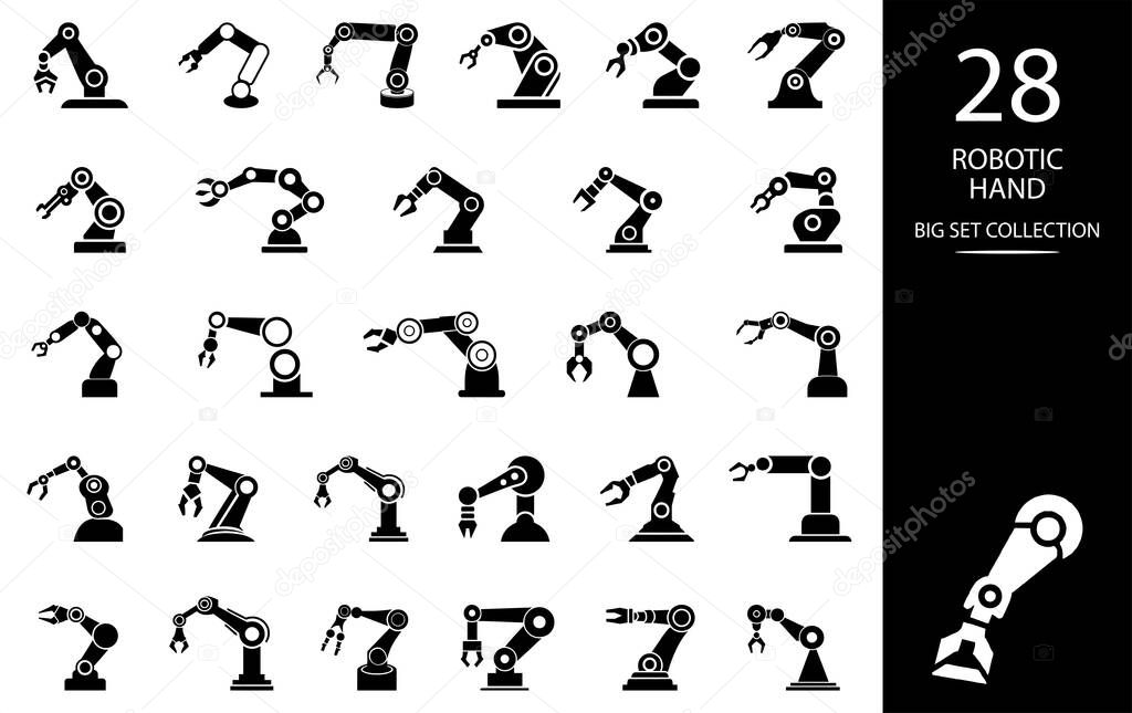 Robotic hand manipulator silhouette symbol icon.