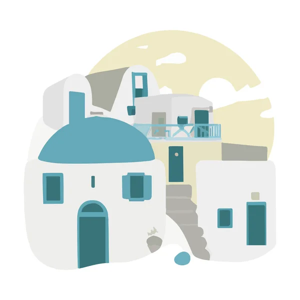 Santorini Grekland Vektor Platt Illustration — Stock vektor