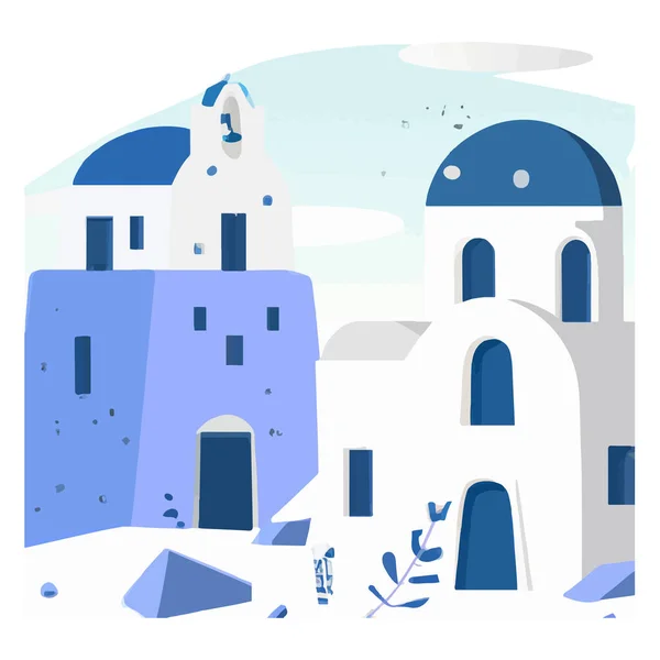 Santorini Island Greece Vector Flat Illustration — Stock Vector