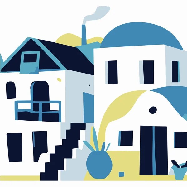 Santorini Grekland Vektor Platt Illustration — Stock vektor