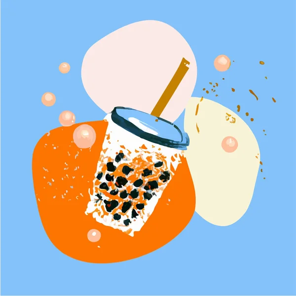 バブルミルクティー パールミルクティー ボバのさまざまな種類 飲み物 — ストックベクタ