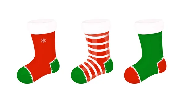 Vektör Noel Çorapları Vektör Noel Çorabı Tasarım Elementleri Beyaz Arkaplanda — Stok Vektör