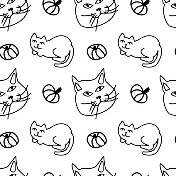 Cadılar Bayramı için şeffaf arka plan üzerine siyah çizgi çizilmiş vektörsüz desen. Cary, korku karalama stili baskı. Paketleme, tekstil, kumaş, arkaplan, duvar kağıdı, albüm kağıdı için tasarım..