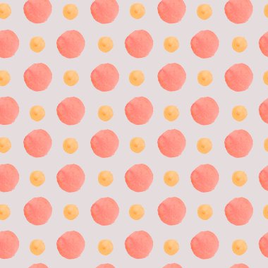 İzole edilmiş arkaplanda soyut şekillere sahip sulu boya deseni. Karalama stilinde polka nokta baskısı. Kağıt, ambalaj, tekstil, kumaş, arkaplan, duvar kağıdı, albüm kağıdı için tasarım..