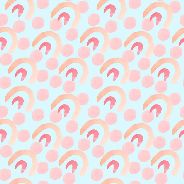 Watercolor Seamless Pattern Abstract Shape Background Polka Dot Print Doodle — 스톡 사진