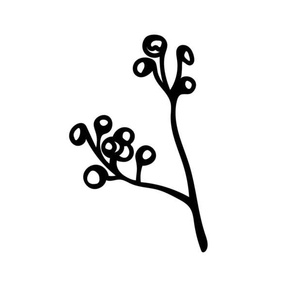 Vector Egyszerű Karácsonyi Növény Firka Stílusban Fekete Vonal Fehér Hátteren — Stock Vector