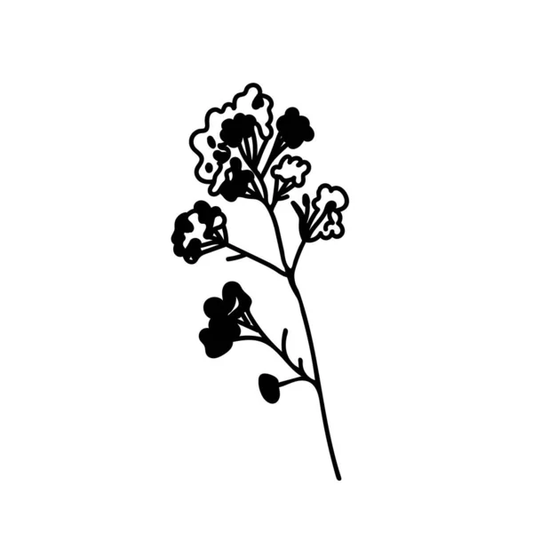 Vecteur Plante Noël Simple Style Doodle Avec Ligne Noire Sur — Image vectorielle