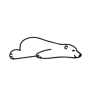 Siyah çizgili şirin kutup ayısı eli. Tatil, kış, izole edilmiş arka planda kuzey karalama tarzı çizimler. Sosyal medya, ambalaj, dekor, çıkartmalar, web, renklendirme, yazdırma için tasarım.