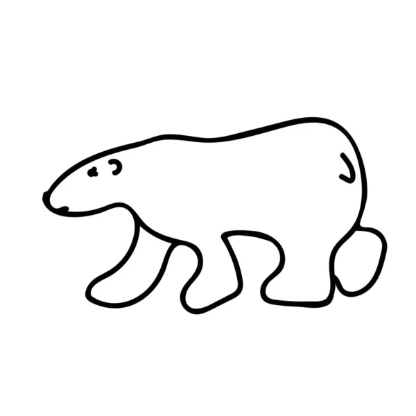 Векторный Милый Белый Медведь Нарисованный Черной Линией Праздничный Зимний Северный — стоковый вектор