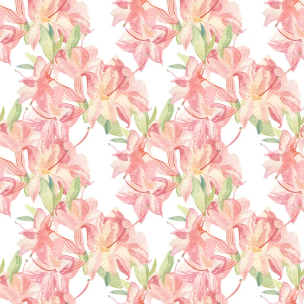 Watercolor seamless Pink Flowers Valentine's Day pattern on white hand painted background.Floral,textural,festive,lovers print in doodle style.Designs for textiles,fabric,wrapping paper,web,wallpaper.