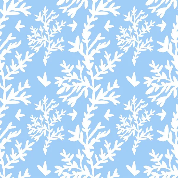 Modèle Vectoriel Sans Couture Avec Des Plantes Noël Ligne Blanche — Image vectorielle