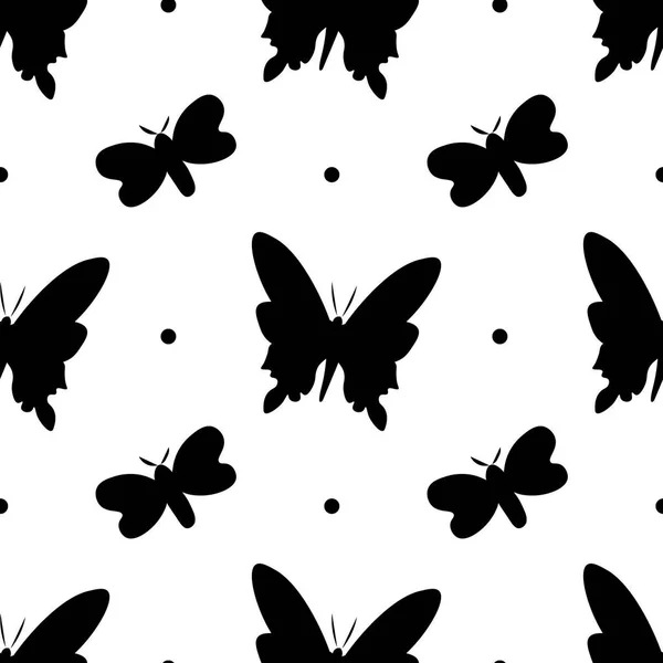 Motif Vectoriel Sans Couture Avec Des Papillons Noirs Sur Fond — Image vectorielle