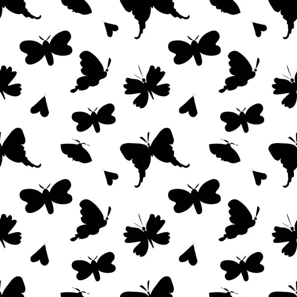 Motif Vectoriel Sans Couture Avec Des Papillons Noirs Sur Fond — Image vectorielle