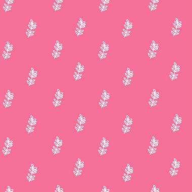 Pasifik Pembesi üzerinde beyaz çiçekli vektörsüz desen. Basit, çiçekli, minimalist, şenlikli karalama stili. Parmak izi, çıkartma, sosyal medya, baskı, davetiyeler, tekstil, ambalaj kağıdı..