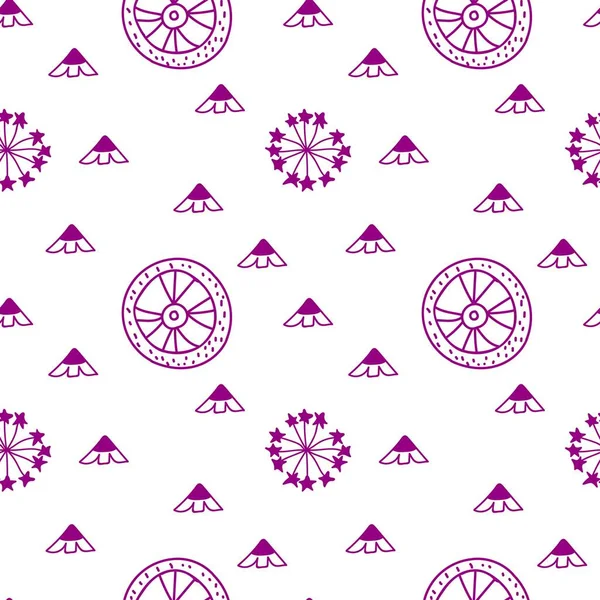 Vektor Nahtloses Muster Mit Samtenen Violetten Schneeflocken Auf Weißem Hintergrund — Stockvektor