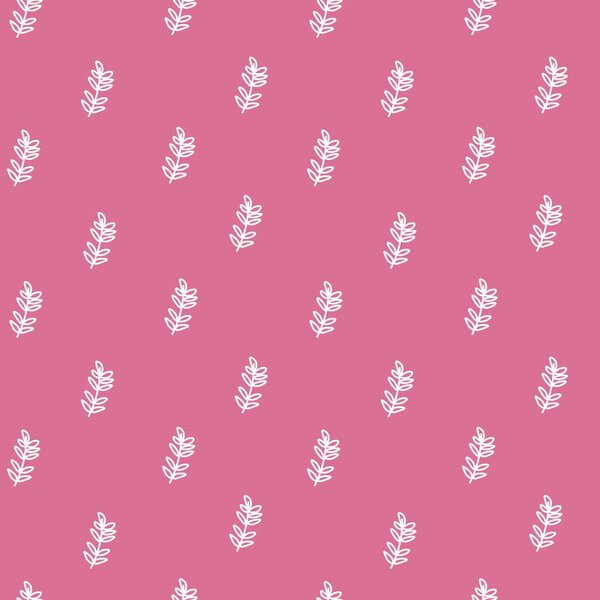 Векторный бесшовный узор с белыми цветами на Pacific Pink.Simple, цветочный, минималистский, праздничный стиль печати doodle. Designs for prints, stikers, social media, printing, invitations, textiles, wrapping paper.