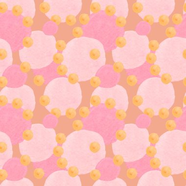 Suluboya minimalist şekillere sahip kusursuz desen. Tekrarlayan, elle çizilmiş lekeli soyut baskı. Kağıt, ambalaj, sosyal medya, tekstil, kumaş için dizayn..