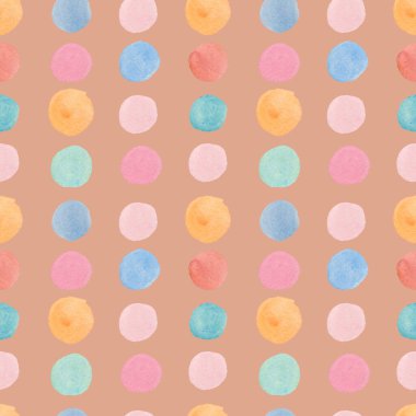 Suluboya minimalist şekillere sahip kusursuz desen. Tekrarlayan, elle çizilmiş lekeli soyut baskı. Kağıt, ambalaj, sosyal medya, tekstil, kumaş için dizayn..