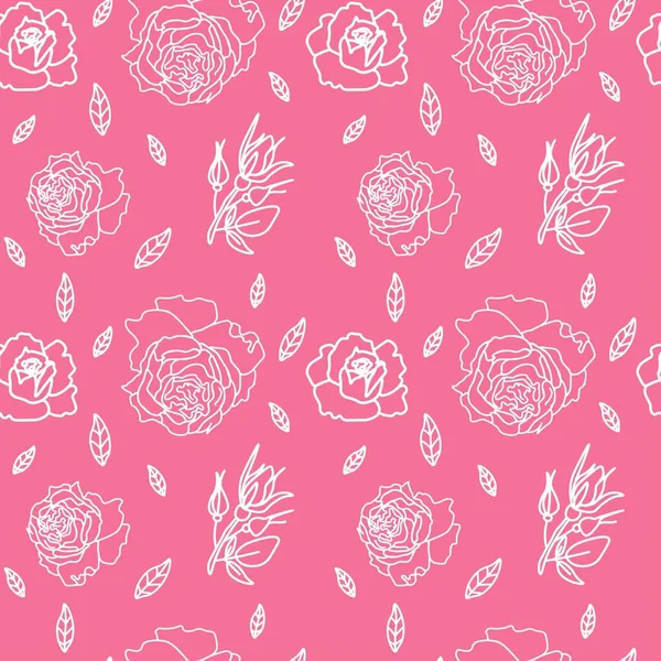 パシフィックピンクの背景にベクトルホワイトの花とシームレスなパターン ソーシャルメディア 織物を包むためのデザイン — ストックベクタ