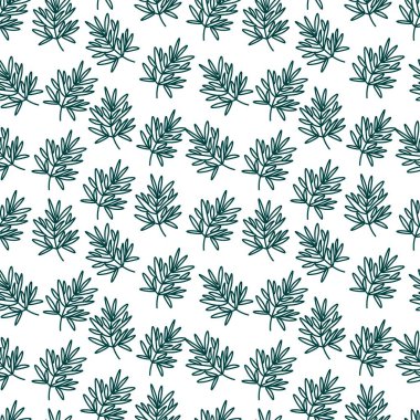 Şeffaf arka planda tropik yeşil çiçekleri olan vektörsüz desen. Koyu, çiçekli, karalama stili el çizimi botanik baskısı. Tekstil, kumaş, ambalaj kağıdı, davetiyeler, paketler için tasarımlar..