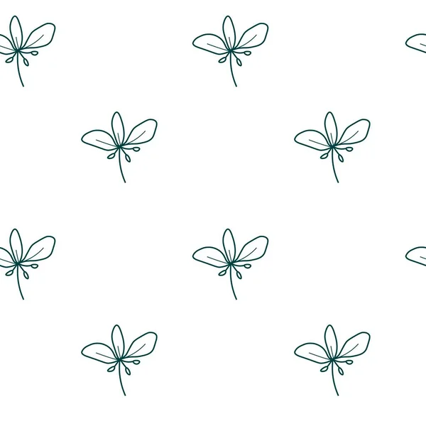 Vector Seamless Pattern Tropical Green Flowers Transparent Background Dark Floral — Stock Vector