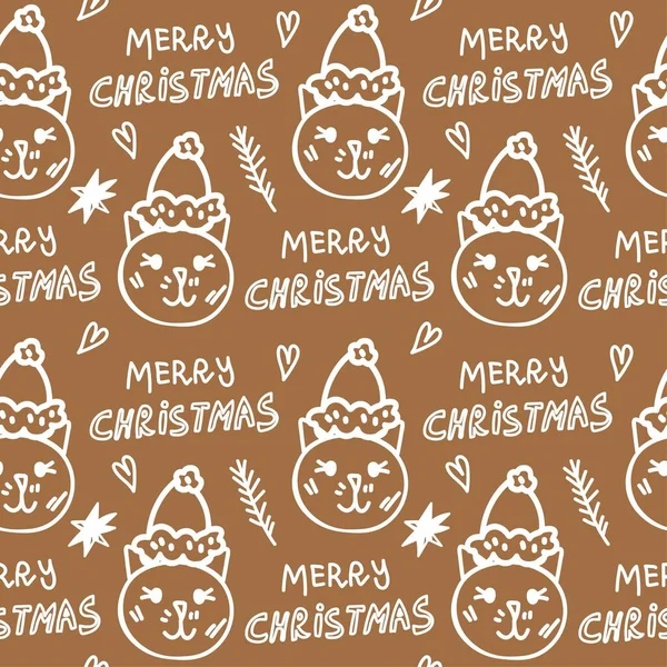 Patrón Vector Sin Costuras Con Ilustraciones Blancas Navidad Sobre Fondo — Vector de stock