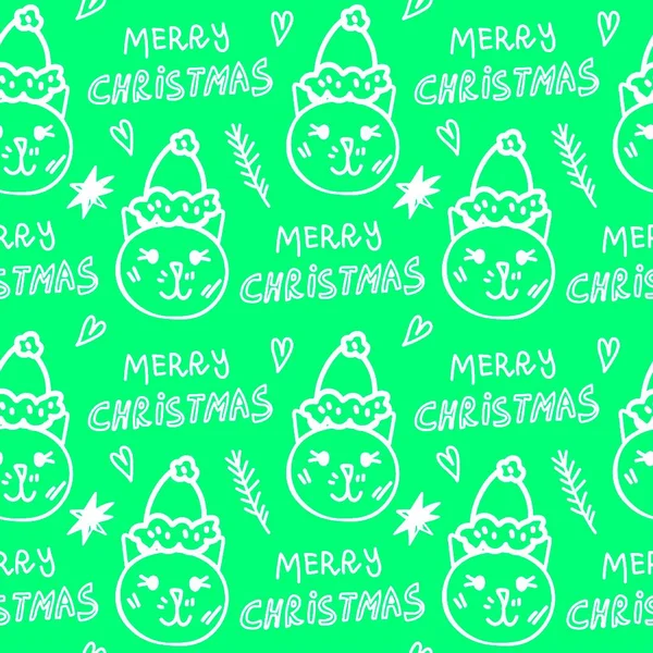 Bezproblémový Vektorový Vzor Bílými Vánočními Ilustracemi Neonově Zeleném Pozadí Zimní — Stockový vektor