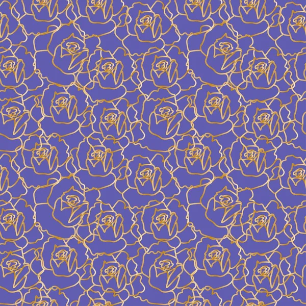 Peri arka planında altın çiçekli kusursuz vektör deseni. Moda, çiçekli el çizimi tarzı baskı. Tekstil, kumaş, ambalaj kağıdı, yapıştırma kağıdı, web sayfası tasarımı..