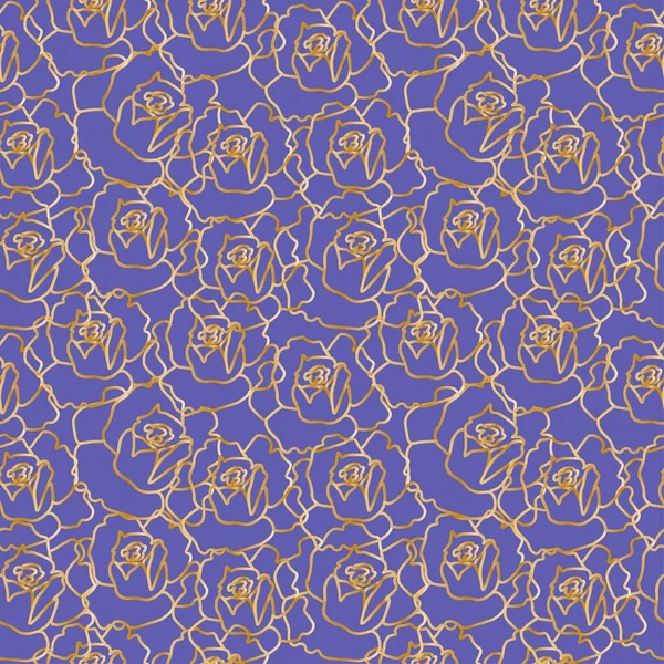 Безшовний Векторний Візерунок Золотими Квітами Фіолетовому Фоні Дуже Періоду Модний — стоковий вектор