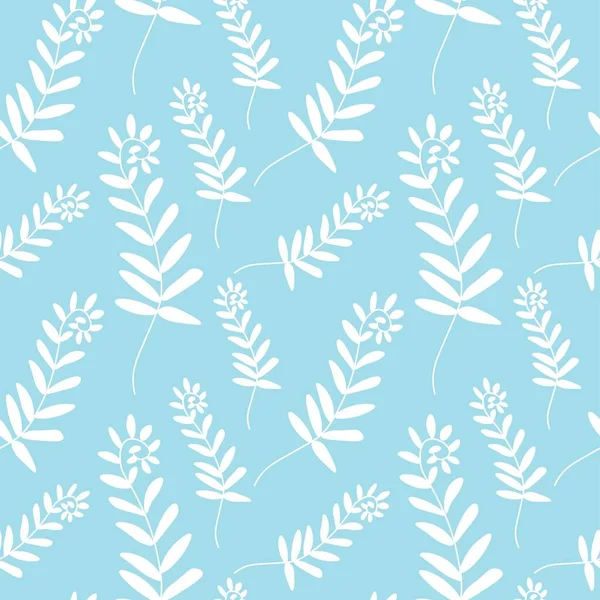 Vector Seamless Pattern Flowers White Line Spun Sugar Hand Painted — Stock vektor