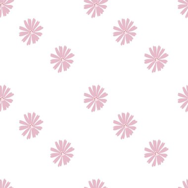 Valentine's Day vector pattern with flowers in pink color on white background. Festive, doodle style hand drawn favorite. Designs in wrapping paper, textiles, scrapbook paper,packaging, wallpaper.