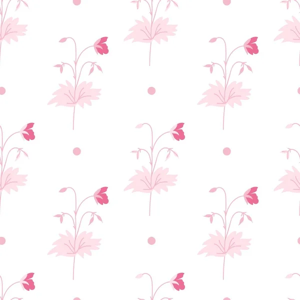Valentine Day Vector Pattern Flowers Pink Color White Background Festive —  Vetores de Stock